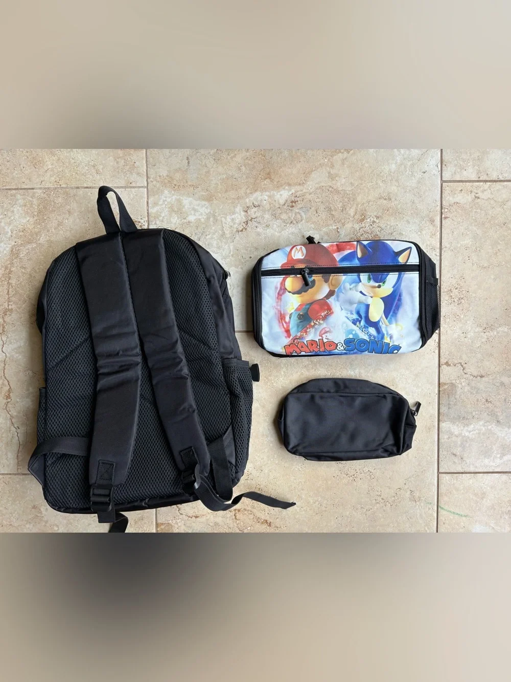 Mario & Sonic Kids' Backpack Set w/ Lunch Tote and Pencil Pouch